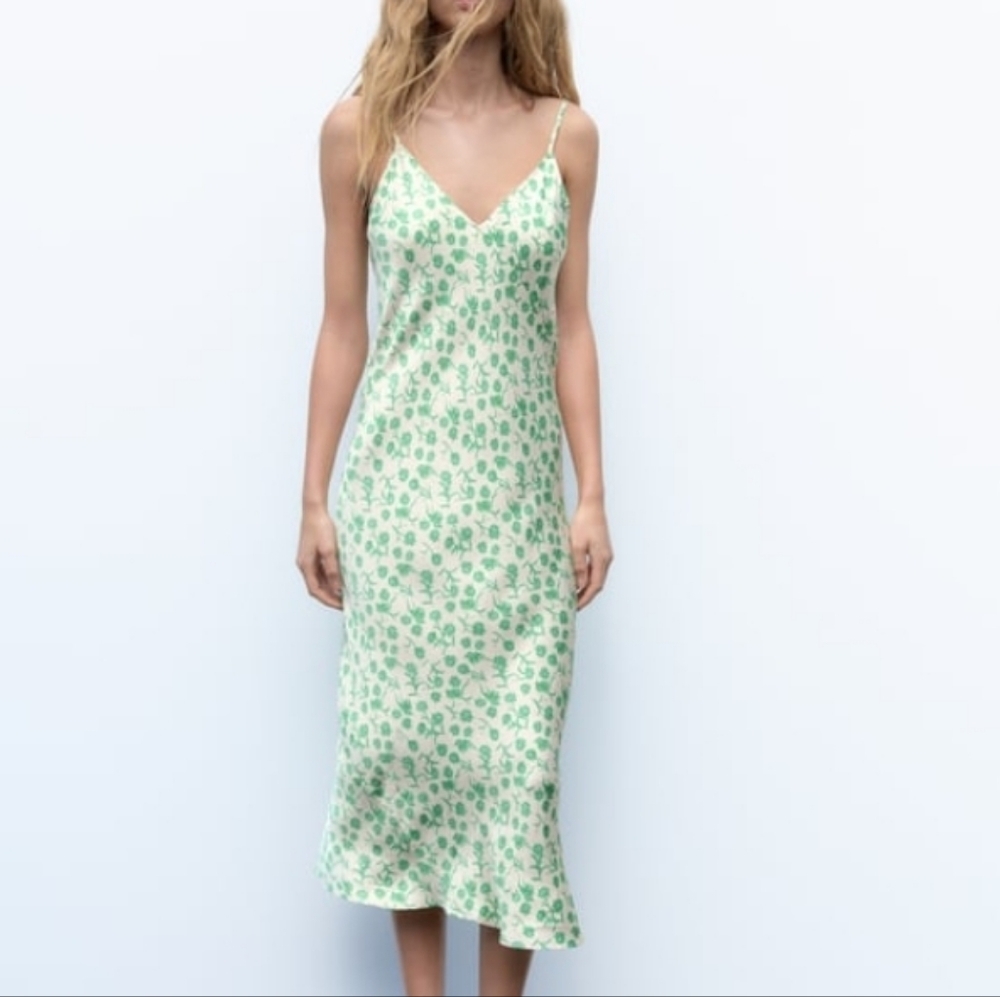 Zara Long Floral Print Midi Dress Sz-L